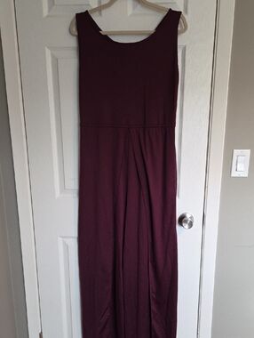 Sleeveless Pant/Dress in Deep Wine Color, Satin Feel